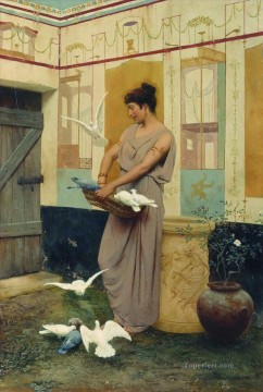 Feeding the Pigeons Stephan Bakalowicz Ancient Rome Oil Paintings